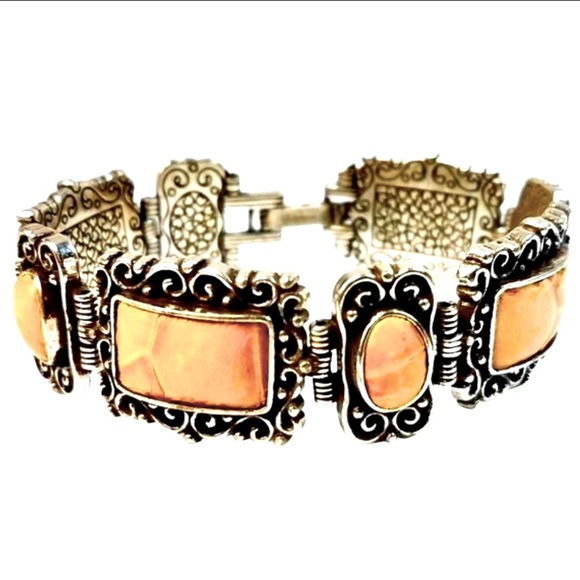 Brighton Park Avenue Leather Inlay Panel Wrap Bracelet Retired Silver Plated EUC - Picture 1 of 16